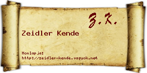 Zeidler Kende névjegykártya